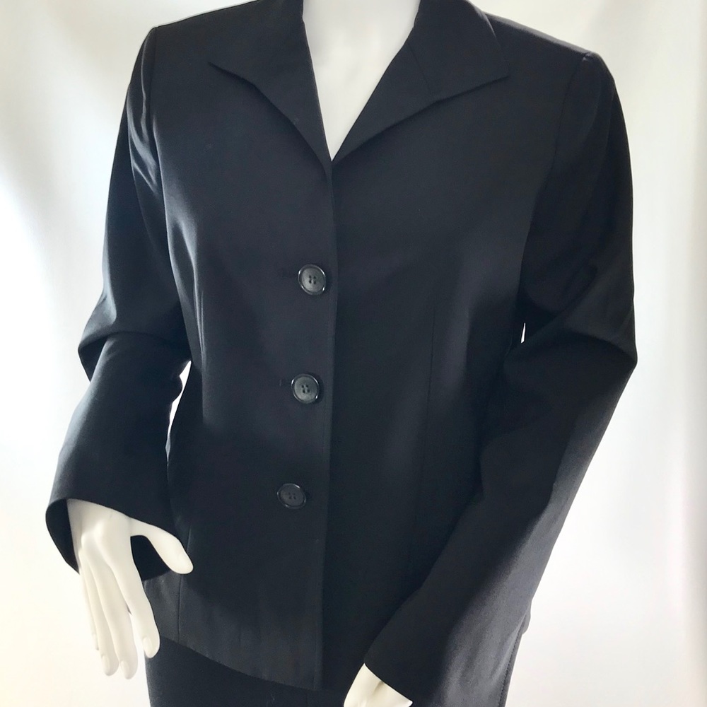 Lafayette 148 Petites Black Stretch Wool Blazer 10